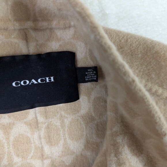 Coach Women's M/L Cream Wool Blend Poncho Cape Jacket Coat *NO BELT - Picture 9 of 11
